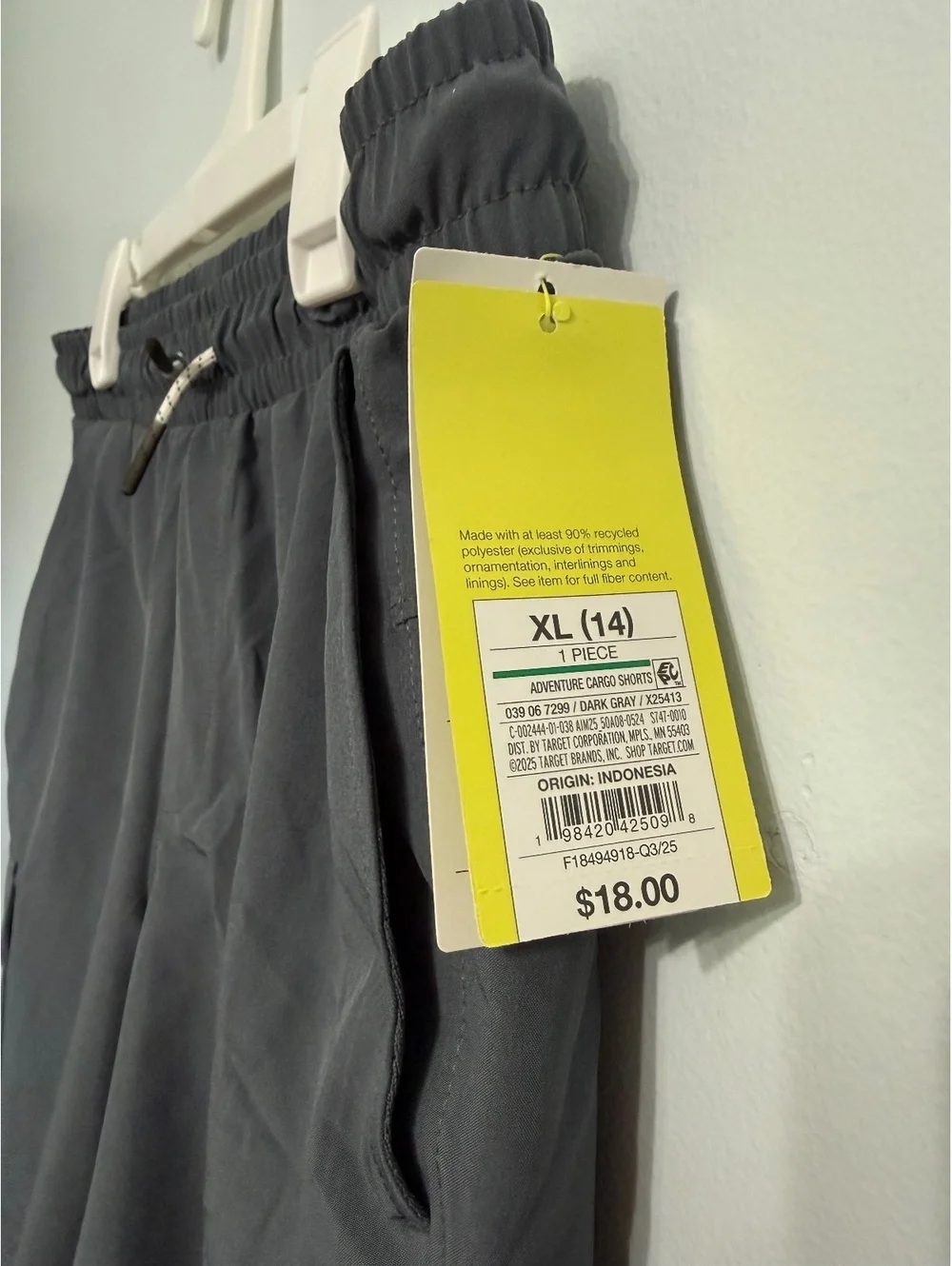 All in Motion Boys XL (14) Dark Gray Water-Repellent Cargo Shorts with UPF 50+